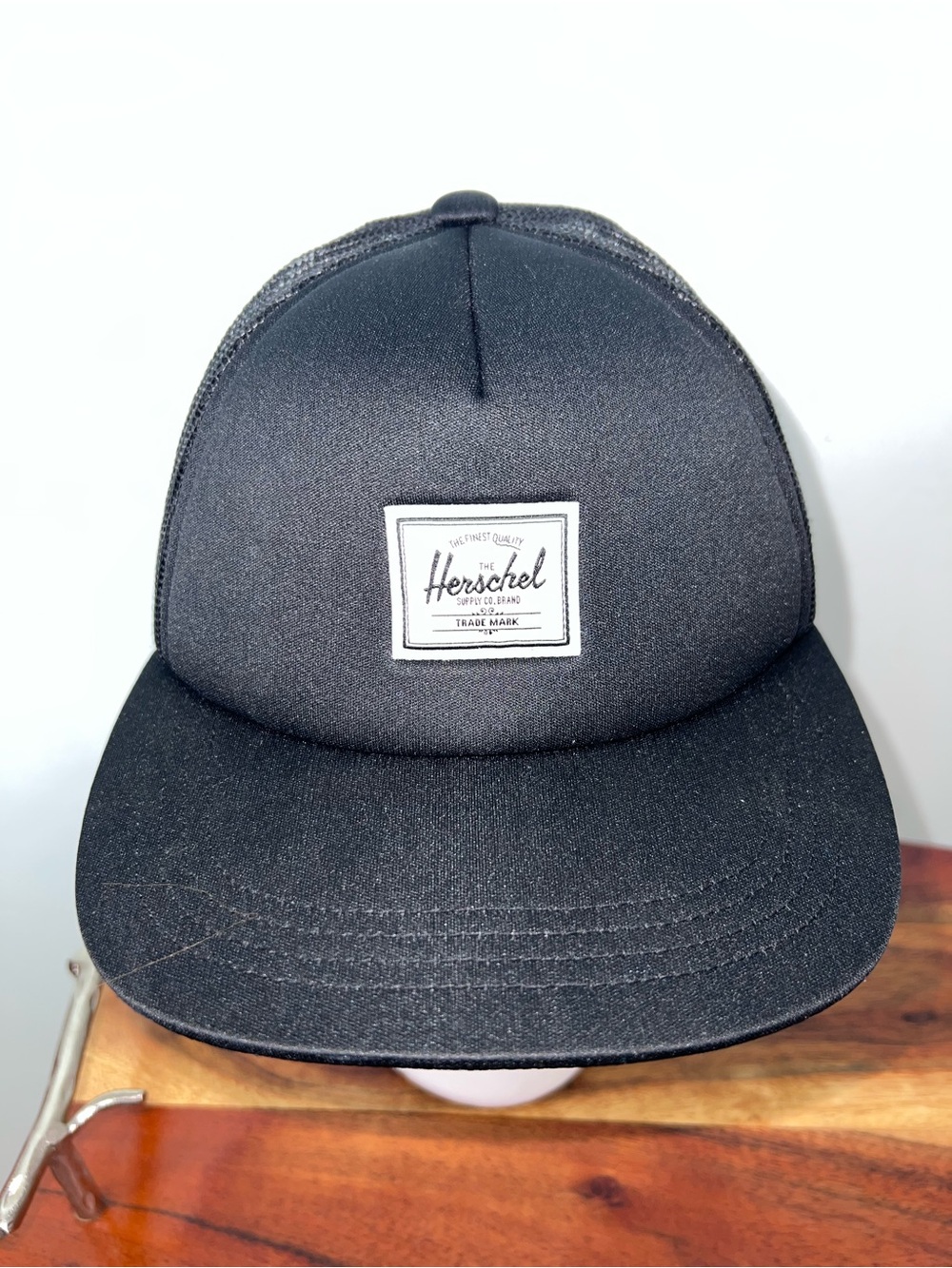 Herschel Supply Company Black Men's Trucker Hat with White Patch